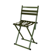 Olive green folding camping chair with backrest side view
