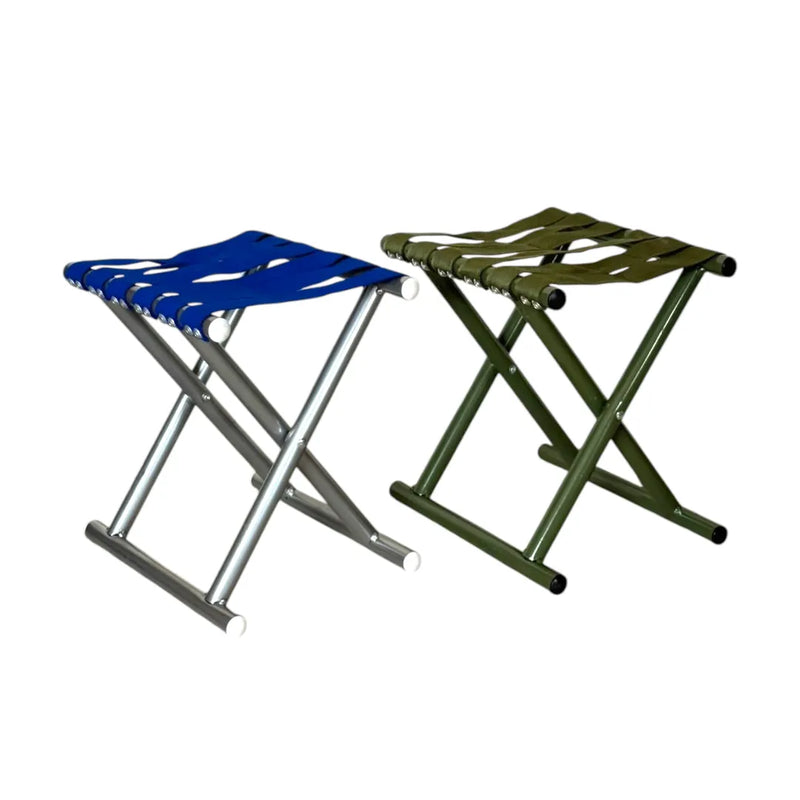Portable folding camping stool with metal X-frame