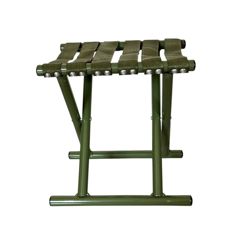 Olive green folding camping stool details
