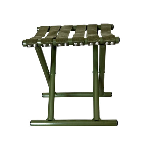 Olive green folding camping stool details