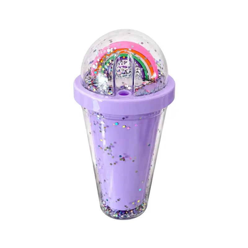 Purple glitter tumbler top view