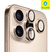 Blueo Sapphire Crystal Lens Glass for iPhone 15/16 Pro/Max – 3pcs Gold Titanium, camera lens protector, premium finish, SpotNGrab Lebanon.
