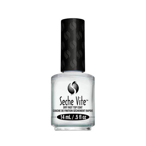 Seche Vite Dry Fast Top Coat 14 mL clear glass bottle with black pattern cap on Spotngrab Lebanon.