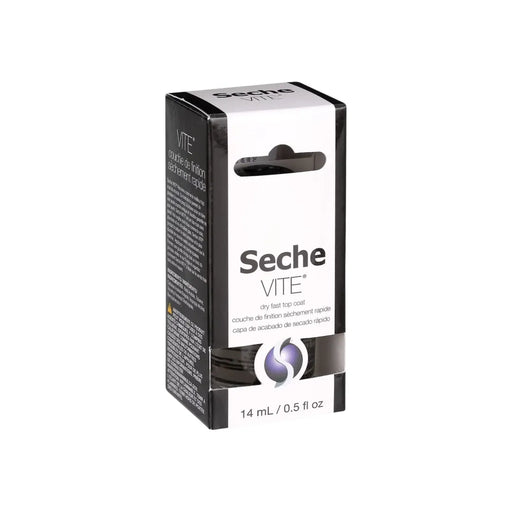 Seche Vite Dry Fast Top Coat 14 mL clear glass bottle with black pattern cap on Spotngrab Lebanon.