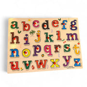 لوحة لعبة تركيب خشبية للحروف والأرقام للأطفال – لعبة تعليمية مبكرة