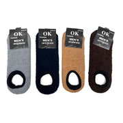 Men's low-cut fuzzy slipper socks in four colors