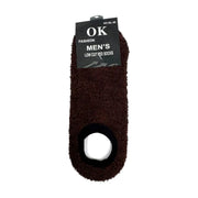 Dark brown men's low-cut fuzzy slipper socks front