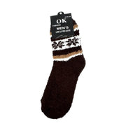 Dark brown men's fuzzy thermal winter socks