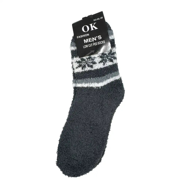 Dark gray men's fuzzy thermal winter socks
