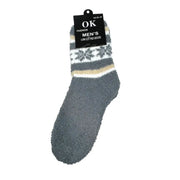 Light gray men's fuzzy thermal winter socks