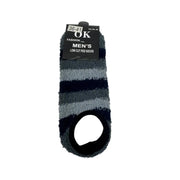 Dark gray men's striped fuzzy slipper socks front