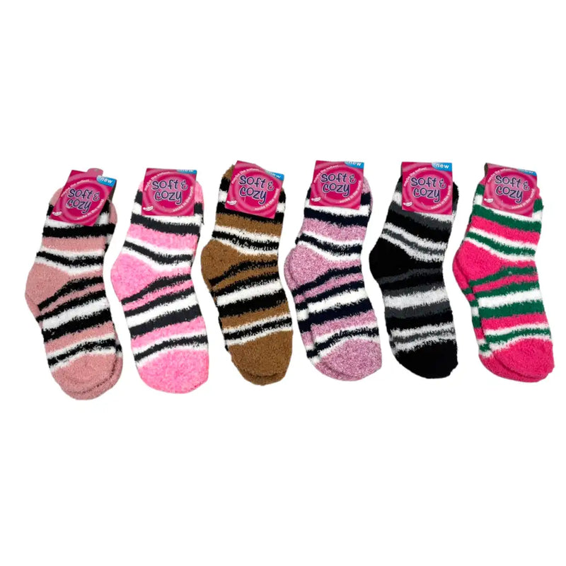 Women's colorful striped fluffy microfiber lounge socks