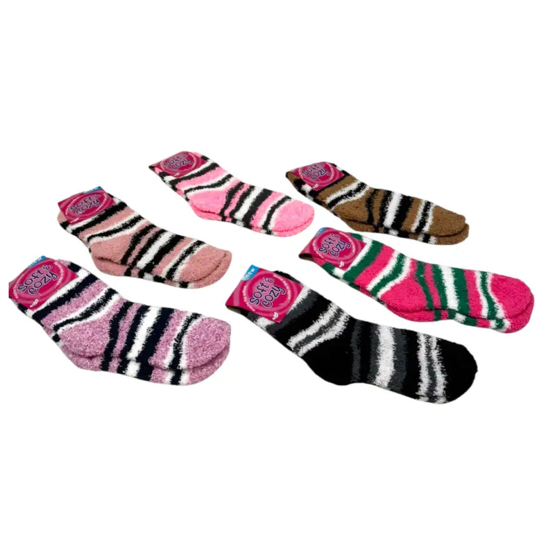 Striped fluffy lounge socks display