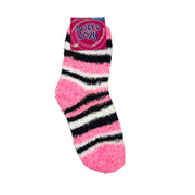 Pink women's striped fluffy lounge socks