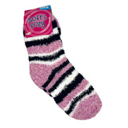 Purple women's striped fluffy lounge socks