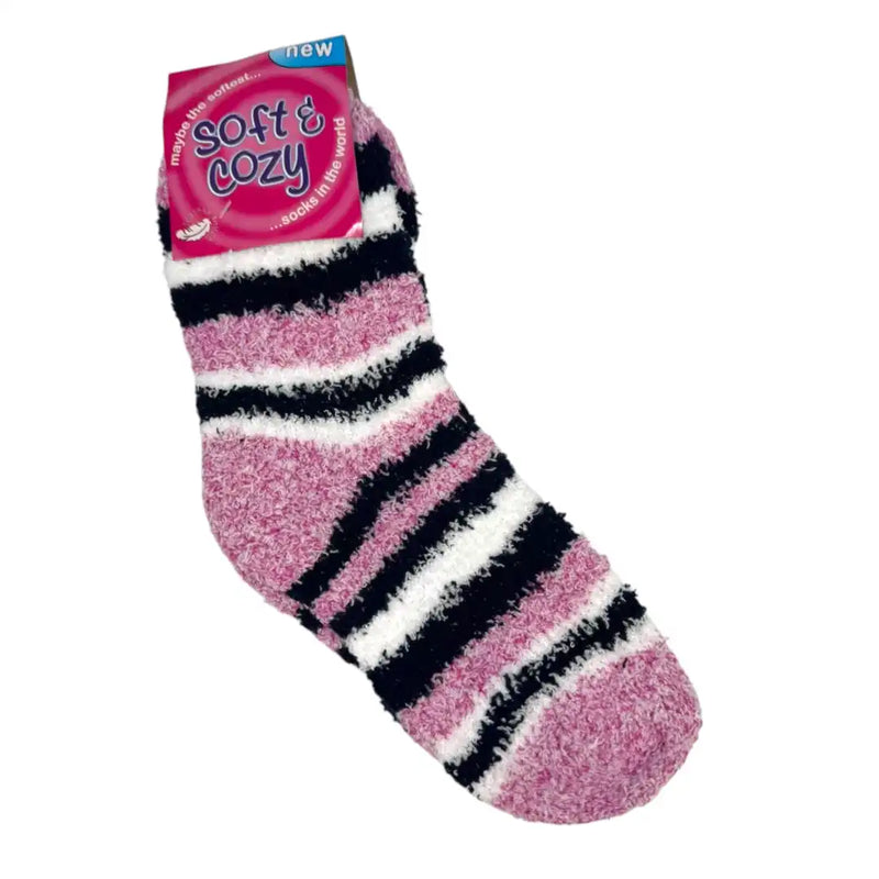 Purple women's striped fluffy lounge socks