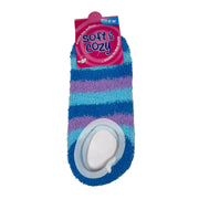 Blue women's striped fuzzy low-cut slipper socks