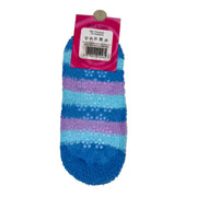 Blue striped slipper socks back with non-slip grips
