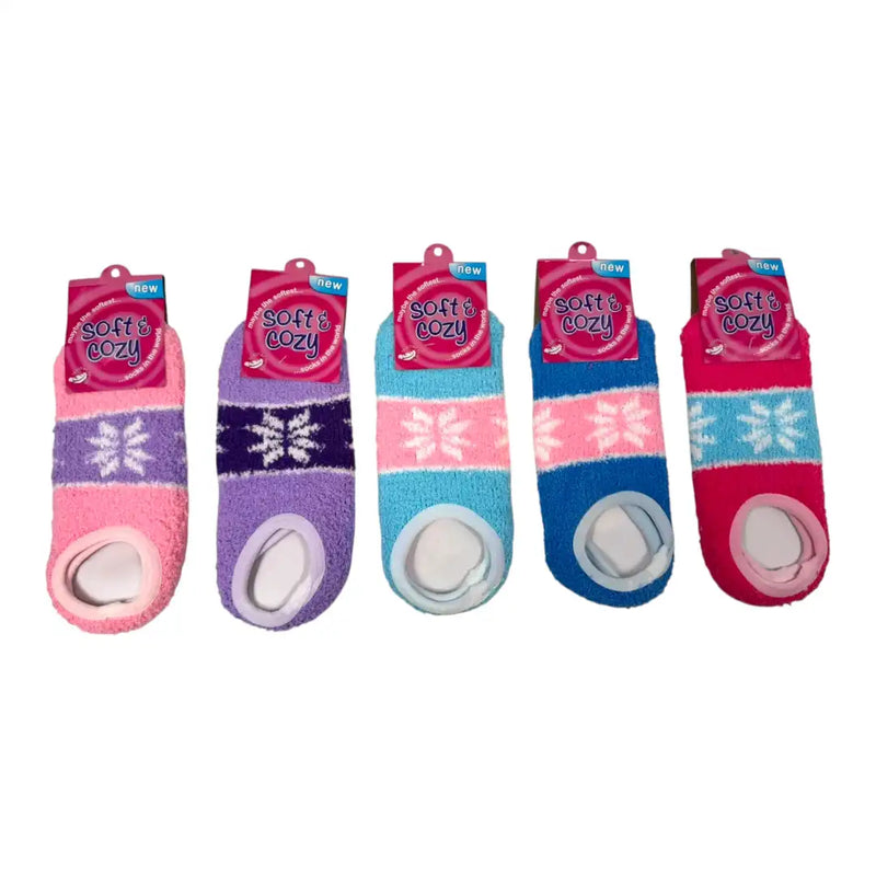 Snowflake fuzzy slipper socks in five colors