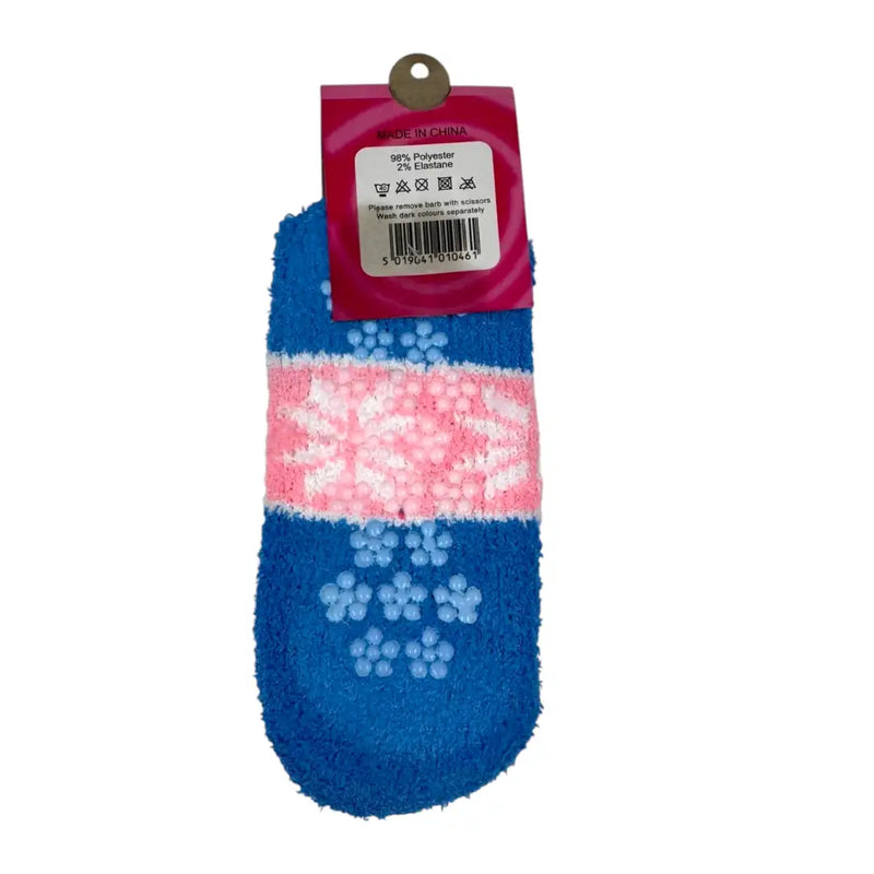 Navy snowflake slipper socks back with non-slip grips