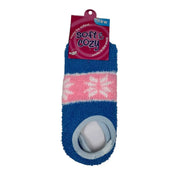 Navy women's snowflake fuzzy slipper socks front