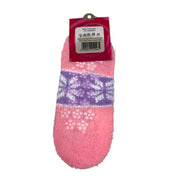 Pink snowflake slipper socks back with non-slip grips