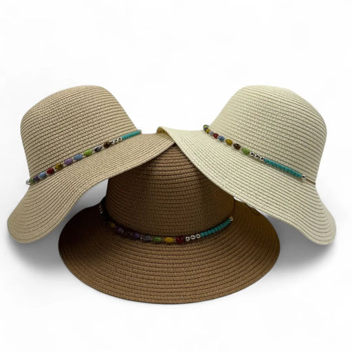beach straw hat with a colorful beaded band shop at spotngrab lebanon