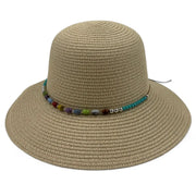 Beige straw hat with a colorful beaded band at spotngrab lebanon