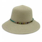 Beach straw hat with a colorful beaded band shop at spotngrab lebanon