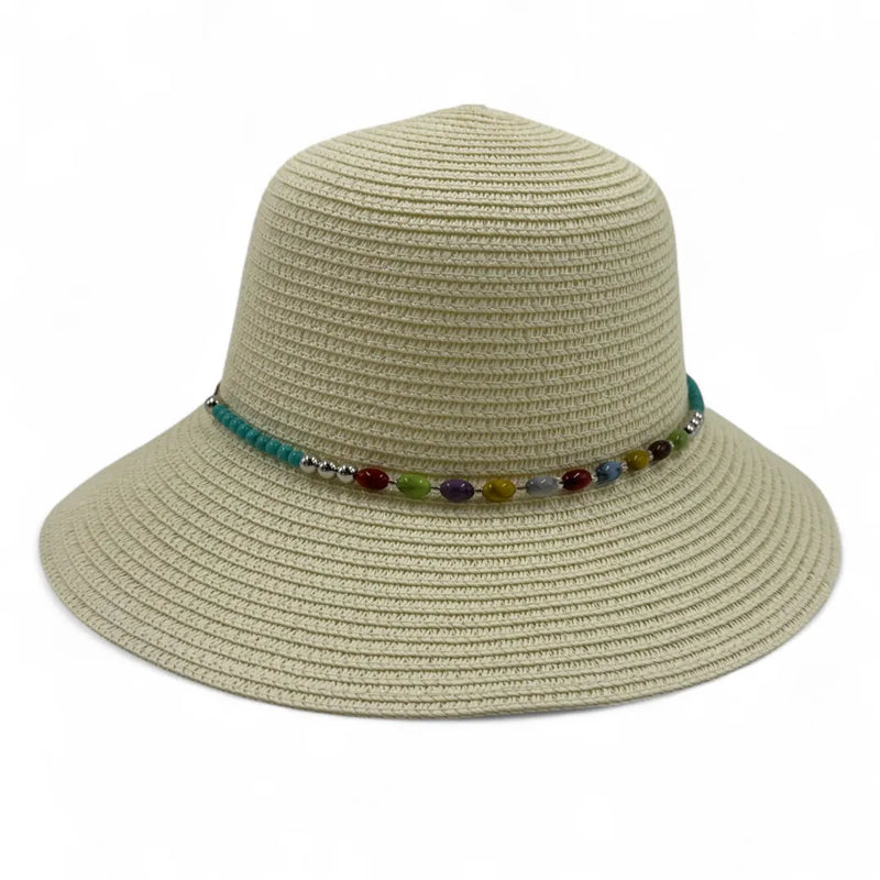 Beach straw hat with a colorful beaded band shop at spotngrab lebanon