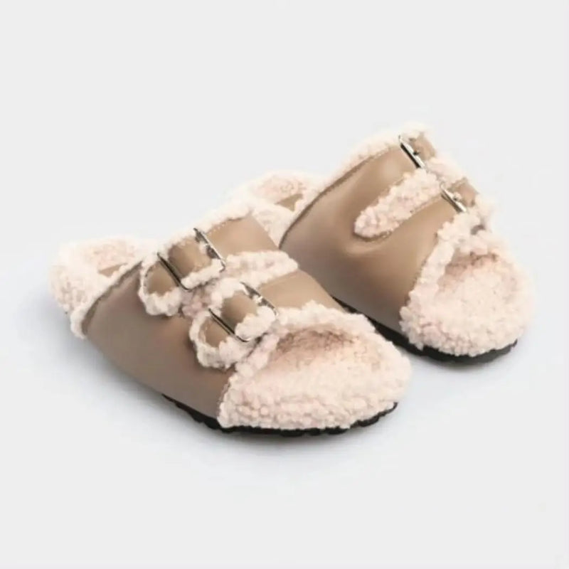 Beige teddy lined slipper available at Spotngrab Lebanon