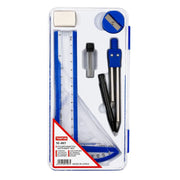 Tiantian M-403 geometry set mathematical instrument box blue color displayed with all 8 tools inside its protective case on Spotngrab Lebanon.