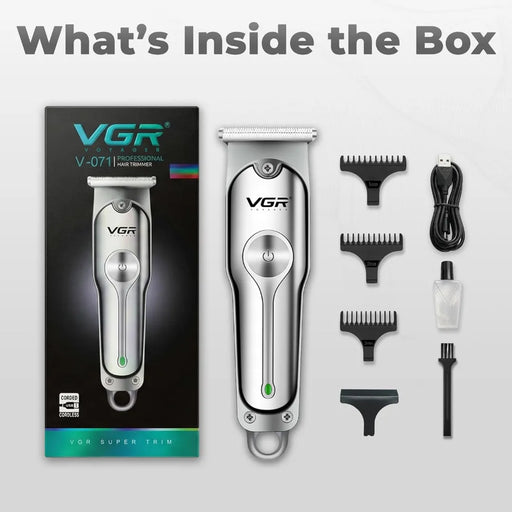 VGR V-071 grooming kit accessories including 3 guide combs and USB charger on Spotngrab.