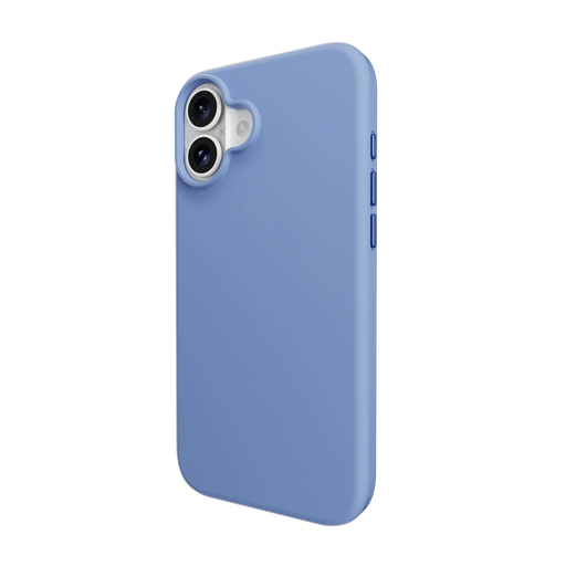 A vibrant blue Mageasy Vibrant M shockproof protective case is shown on a 2024 iPhone 16.