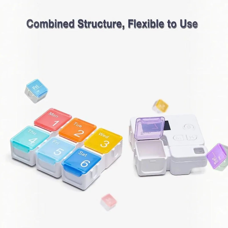 7-day weekly pill organizer with colorful daily compartments numbered 1 through 7 and a digital timer on Spotngrab Lebanon.