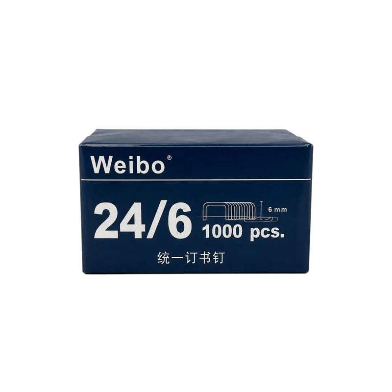 Shrink-wrapped multi-pack of 10 blue boxes of Weibo 24/6 standard staples on Spotngrab Lebanon.