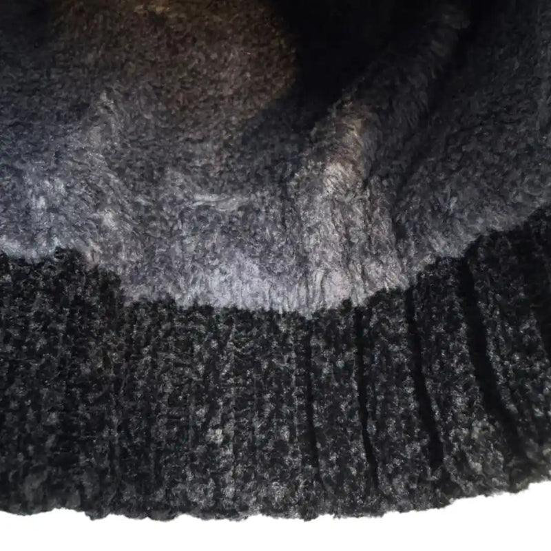 Unisex black textured cable knit winter beanie with GET INSPIRED tag on SpotNGrab Lebanon