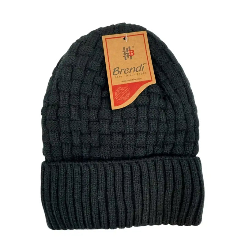 Black Brendi fleece-lined knit winter beanie