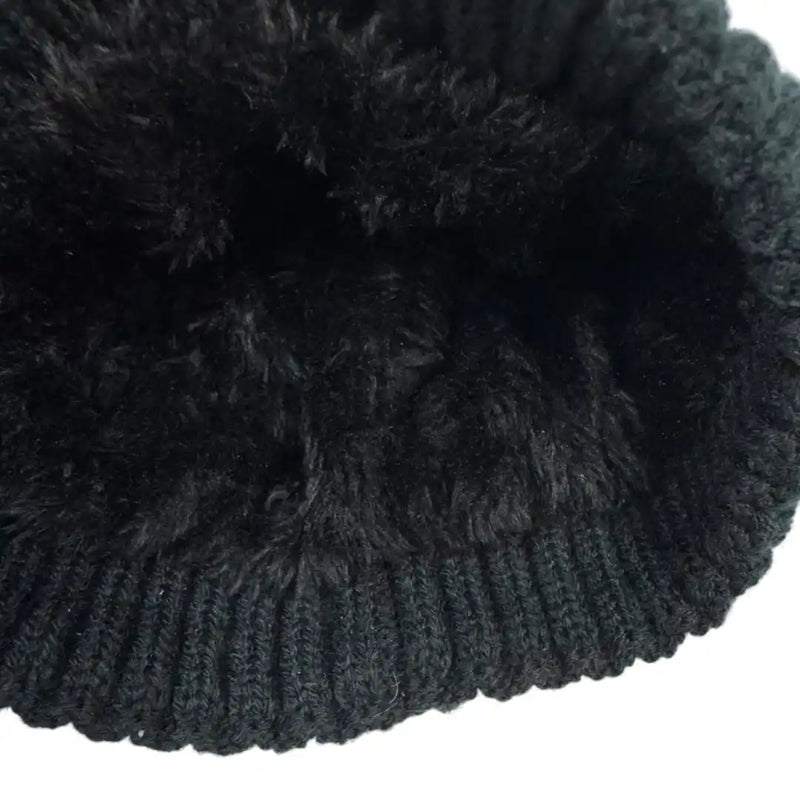 Black Brendi beanie fleece lining inside details