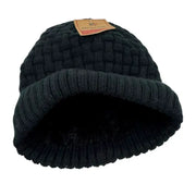 Black Brendi knit beanie top view