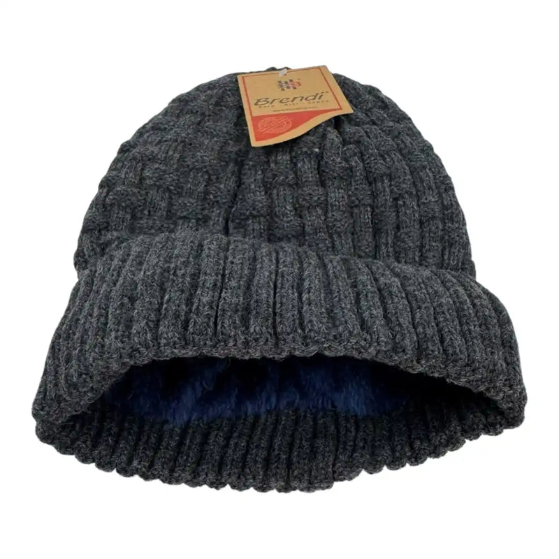 Gray Brendi knit beanie top view