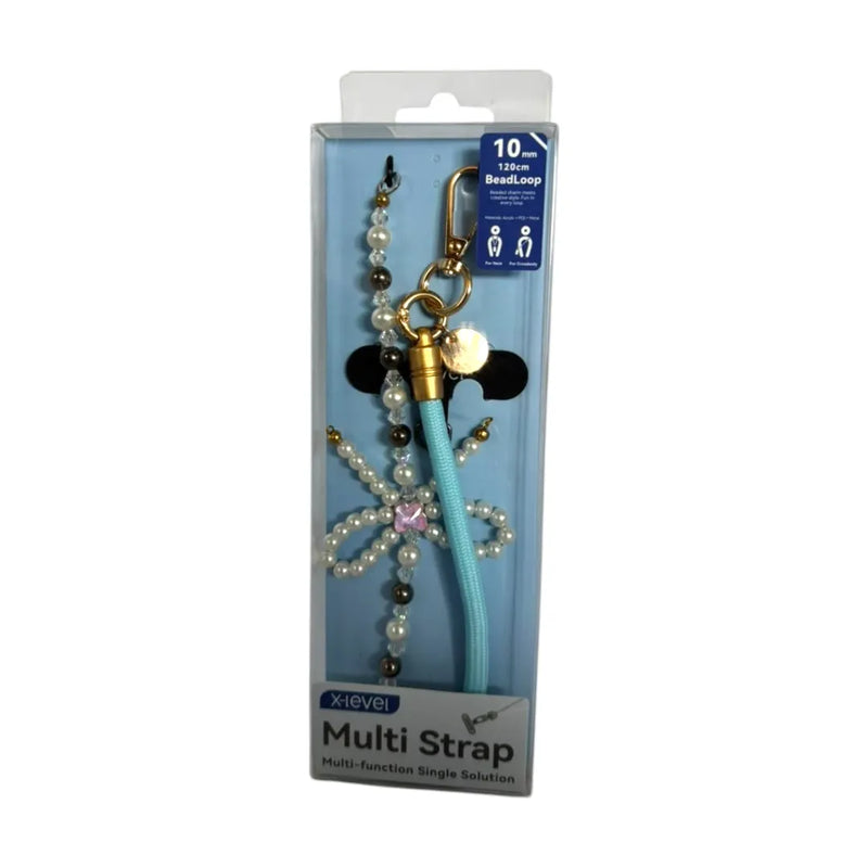 Assorted X-Level Multi Strap universal phone lanyards in beaded and ribbon packaging on Spotngrab Lebanon.