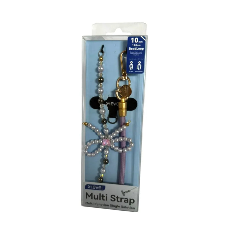 Assorted X-Level Multi Strap universal phone lanyards in beaded and  ribbon packaging on Spotngrab Lebanon.