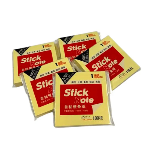 Packaged yellow self-adhesive sticky notes pad 3x3 inches 100 sheets on SpotNGrab Lebanon