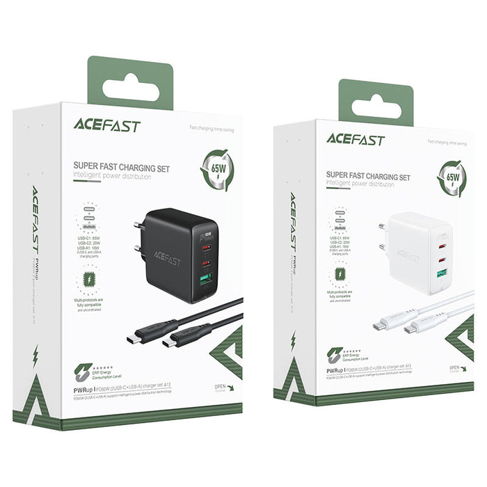 AceFast Wall Fast Charger A13 PD65W (2xUSB-C+1xUSB-A)