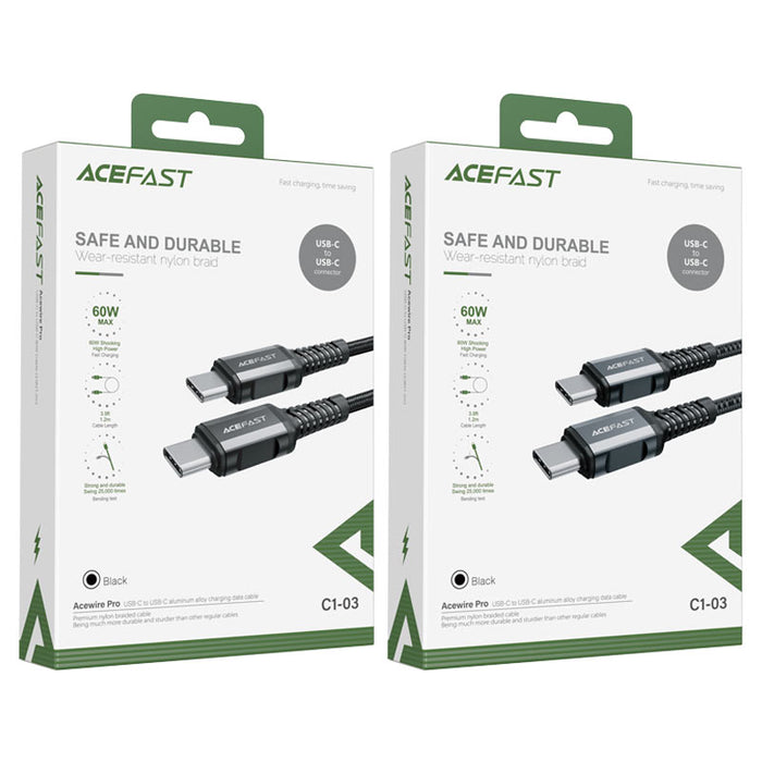 Acefast C1-03 كابل بيانات الشحن USB-C-إلى-Usb-C 60 واط