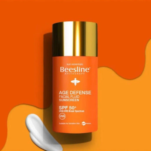 Beesline Age Defense Fluid SPF 50 for sun protection and anti-aging with matte finish