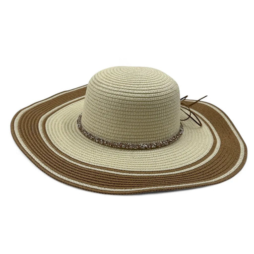 Beige and brown striped straw sun hat at spotngrab lebanon