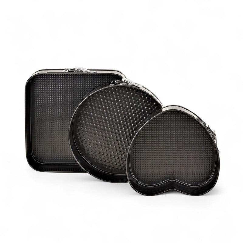 3-Piece Cake Mould Set – Square, Round & Heart Shaped Non-Stick Baking Pans – SpotNGrab Lebanon