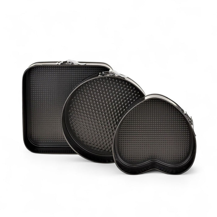 3-Piece Cake Mould Set – Square, Round & Heart Shaped Non-Stick Baking Pans – SpotNGrab Lebanon